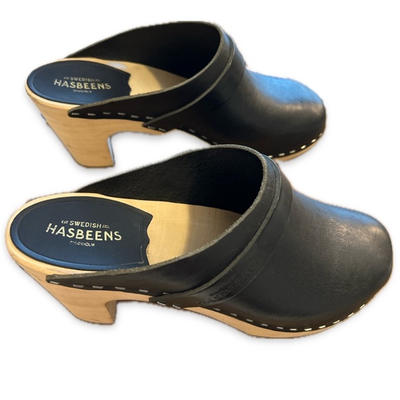 Swedish Hasbeens slip in classic clogs, super-high  black, size 37 - Picture 9 of 16